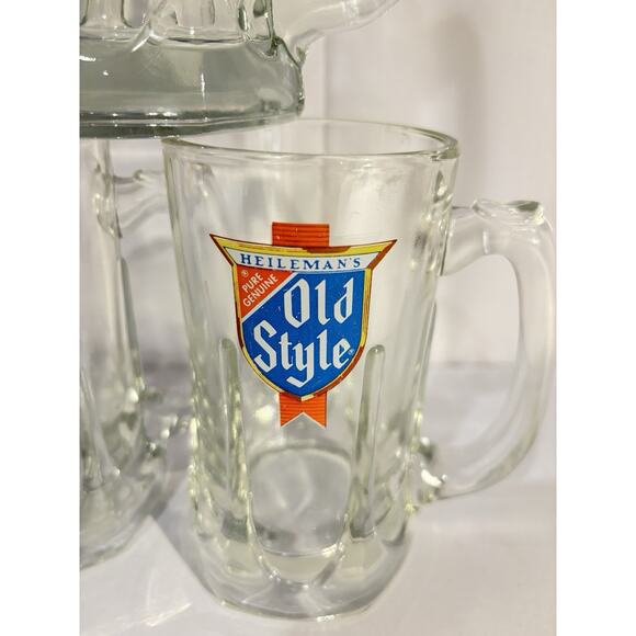 Vintage Heileman's Old Style Heavy Glass Beer Tavern Mugs Set Of 3 5 3/4" Tall - Picture 5 of 7